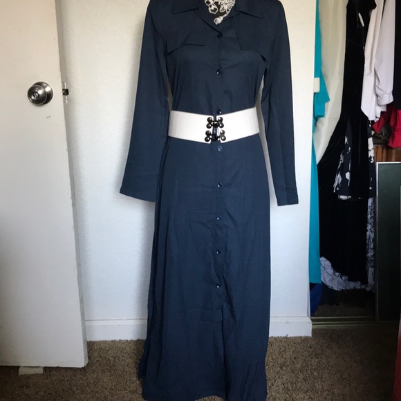 Button Up Long Sleeve Shirt Dress (No Belts) - Picture 2 of 5
